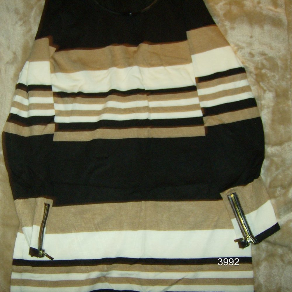 Brown Stripe Print Dress